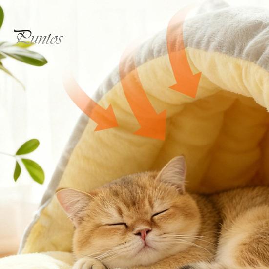 Мягкая подушка для кошек, кровать-пещера для кошек, теплая полузакрытая лежанка-укрытие, зимняя уютная сумка-домик для сна с кнопками-защелками, успокаивающая лежанка для дома