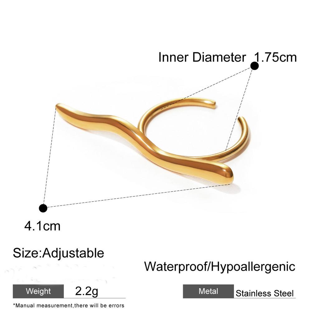 ERESI  Fashion Rings Adjustable PVD 18k Gold Plated Stainless Steel Ring Waterproof Statement Rings Jewelry Women