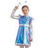 Cute Alien Cosplay Costume for Girls 2Pcs Set, Halloween Outer Space Dress with Hair Hoop, Performance Party Outfit