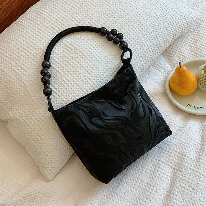 New Chinese Retro Handbag New Style Trendy High-value Niche Design Underarm Beaded Single-shoulder Bucket Bag