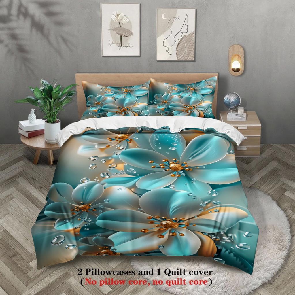 Floral Bedding Sets Comforter Not Included 3D Printed Droplet Luxury 3pcs Queen King Full Size Duvet Covet With 2Pillowcases