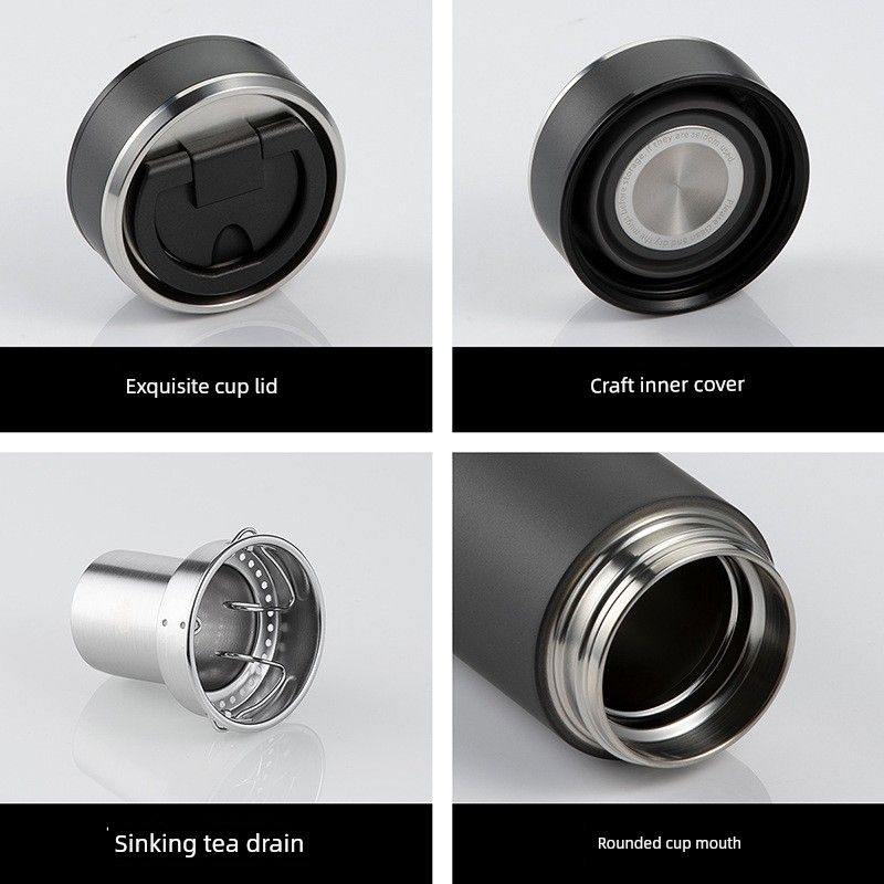 Large Capacity Thermos Cup for Men and Women, 316 Stainless Steel with Filter, Tea Brewing Cup with Handle for Car Use