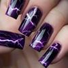 24 штуки фиолетовые квадратные накладные ногти «Молния» – съемные средние типсы для нейл-арта