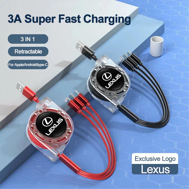Lexus Car Fast Charging Cable 3 in 1 UsB Cable Type C Micro USB For IS350 IS200 IS250 UX RX350 LX570 NX300h RX400h LX600 LX470LY8