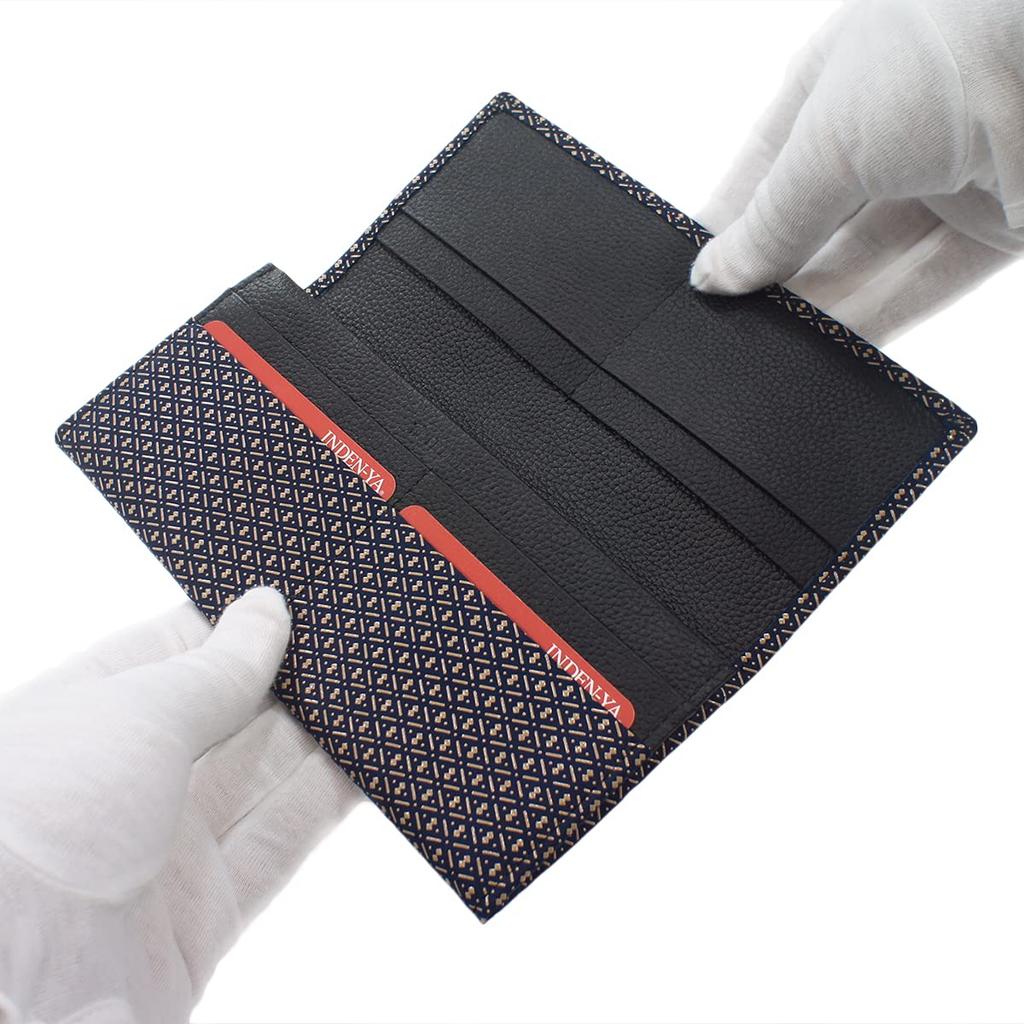 Длинный набор Inden с монетой, темно-синий с белым узором тыквы [Indenya], кошелек, M, кошелек, замша, лак, 2109-14-007