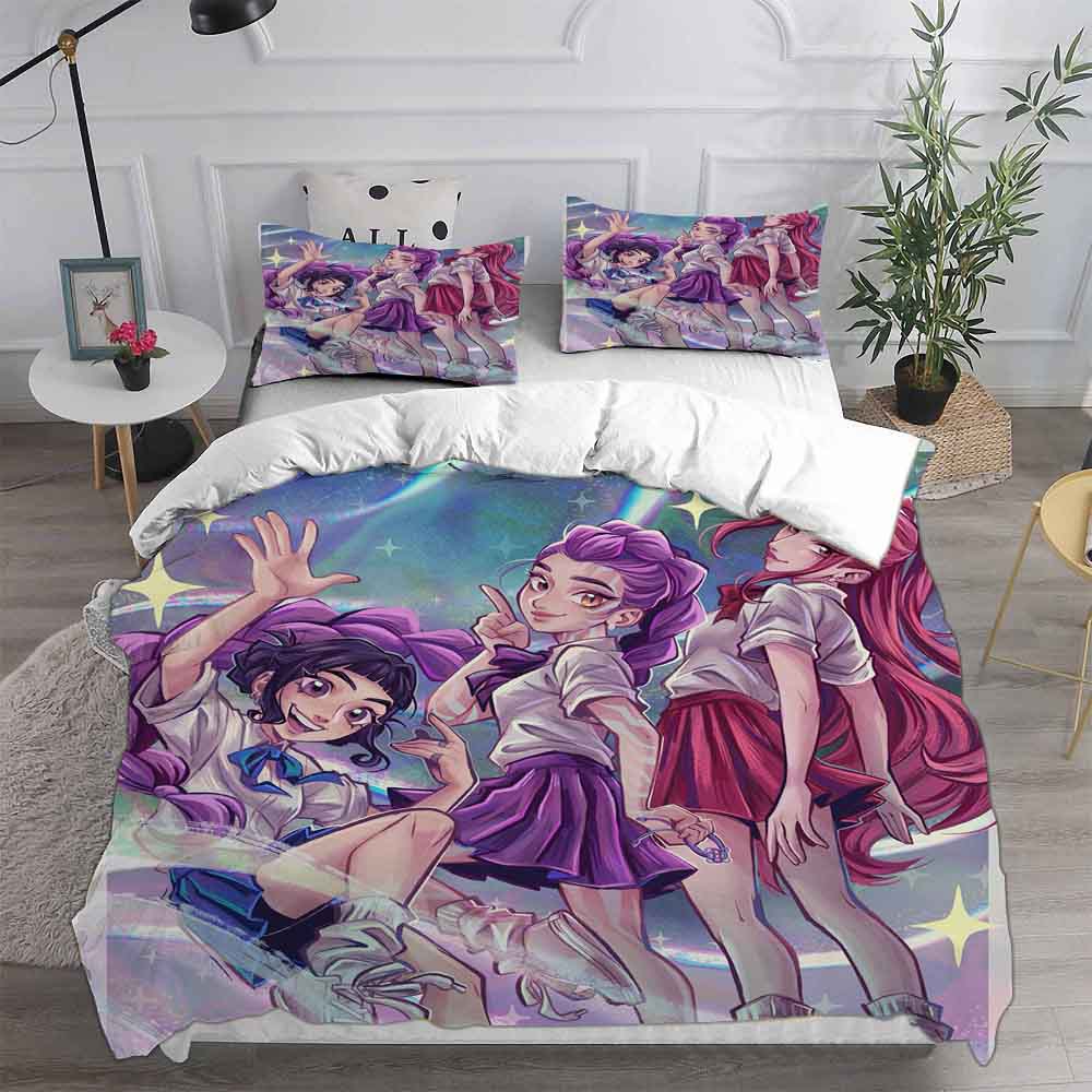 K-pop Охотники на демонов Руми Мира Зои Постельные наборы Одеяло Стеганое покрывало Покрывало Пододеяльник Наволочка Наборы из 2-3 предметов Детский Взрослый размер