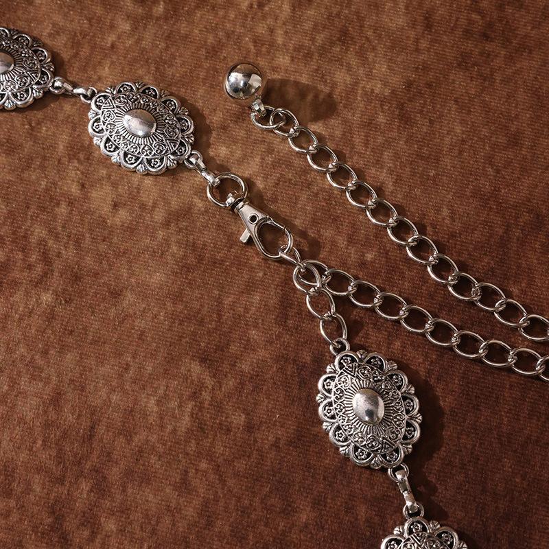 Women's Retro Engraving Metal Small and Exquisite Palace Style Adjustable Women's Waist Chain Fashionable Women's Waist Belt