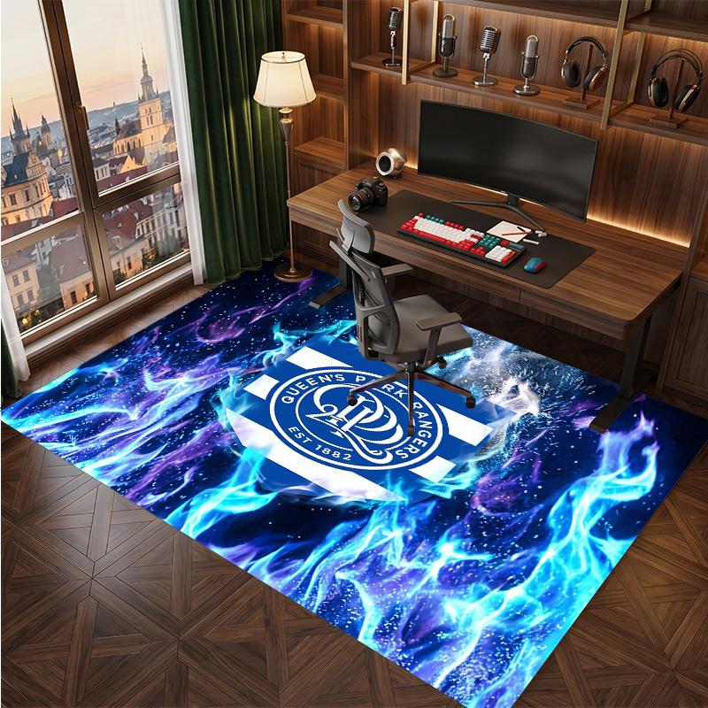 Queens Park Rangers Football Print Crystal Velvet Rug, Comfortable Water Absorbent Non Slip Indoor Floor Carpet