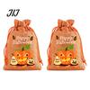 Lightweight Candy Carriers 2Pcs Halloween Pumpkin Drawstring Bags for Treats, Retro Burlap Kids Trick or Treat Bags, Portable Goodie Small Storage