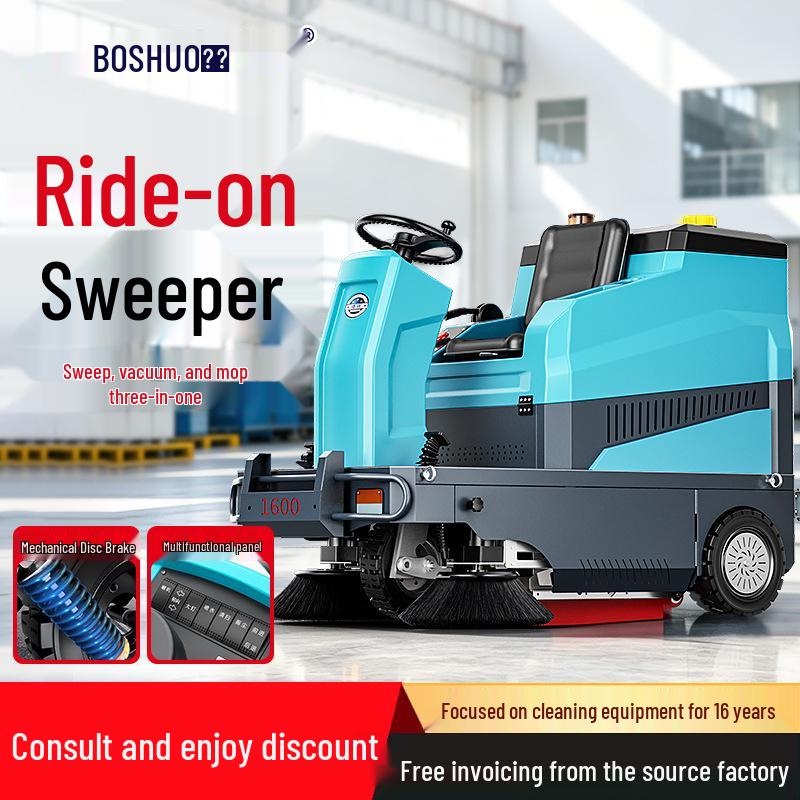 Bosuo 1600 Electric Ride-on Sweeper with Integrated Suction