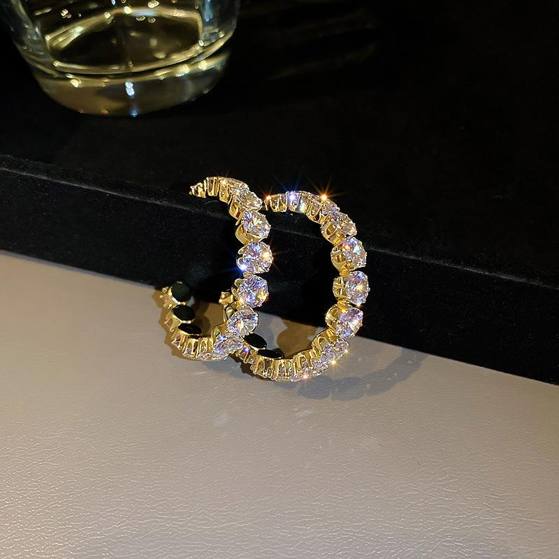 Циркон C-образные серьги, роскошные женские модные круглые серьги для девочек, вечерние ювелирные изделия, подарки