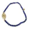 [R4362] - Дизайнерский стальной браслет золотисто-синего цвета с изображением Девы Марии. (лазурит) - бисер 3 мм - 12х9 мм