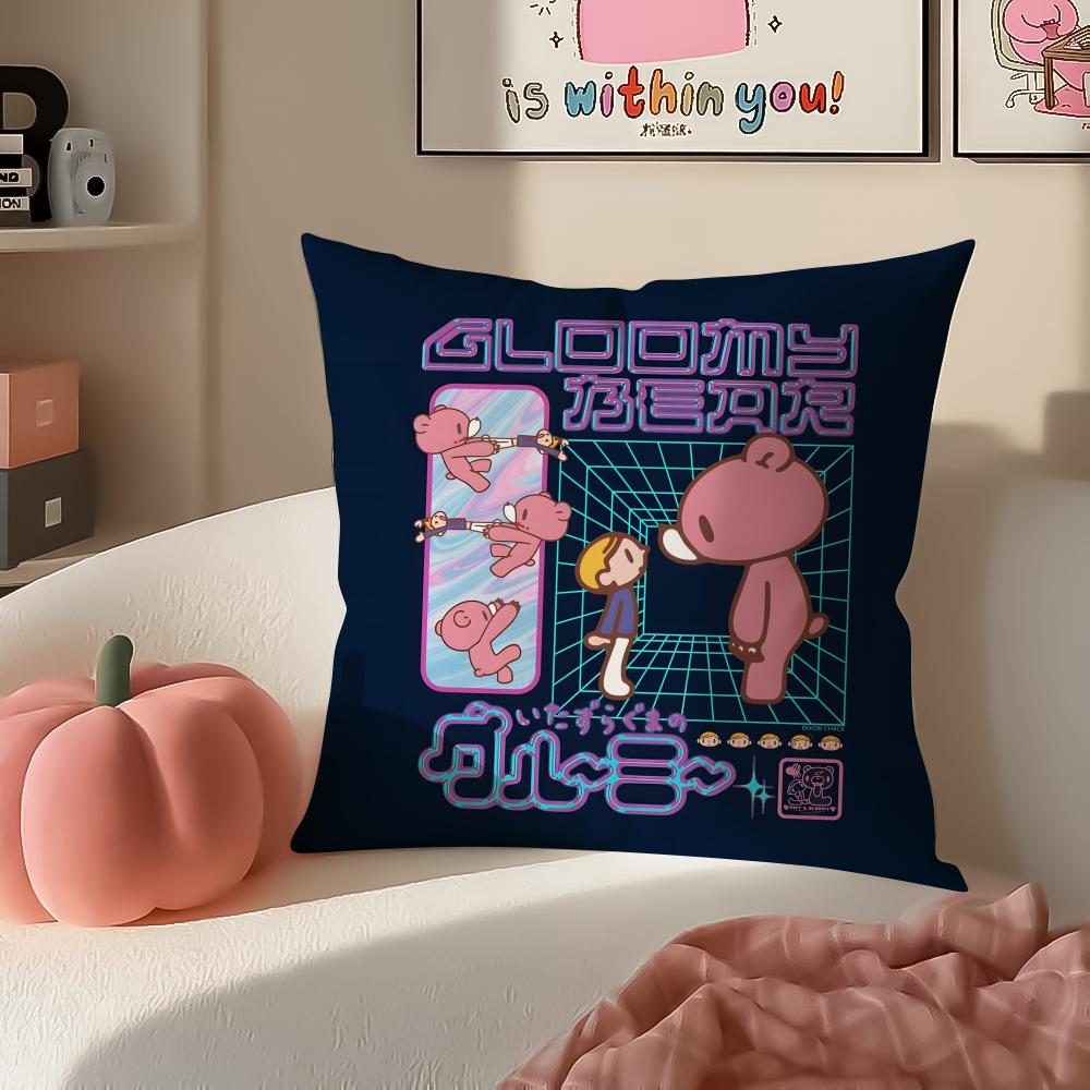 Cartoon GGloomyS BBear Cushion Cover Pillowcase Short Plush Invisible zipper Room Sofa Cushion Cover