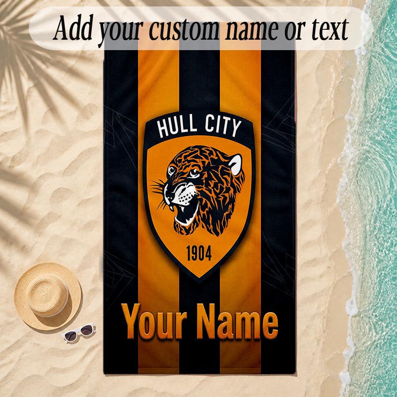 Beach TowelHull City Custom Name Text Personalized Soft Towel for Beach Pool Indoor Home Decor Gift