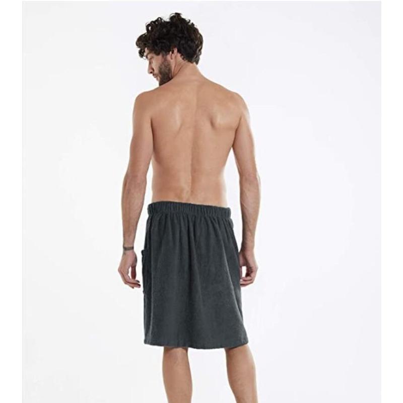 Mens Solid Wearable Bath Towel Robe With Convenient Pockets Fastening For Bathroom Shower Spa And Beach Outings