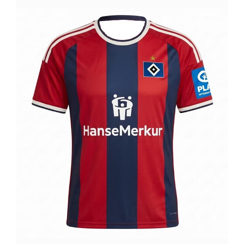 26-27 Спортивная футболка в стиле athleisure для взрослых, Гамбургер SV, Футбольная третья форма, Дышащая, Быстросохнущая, Летняя, Повседневная, Легкая, Семейная футболка