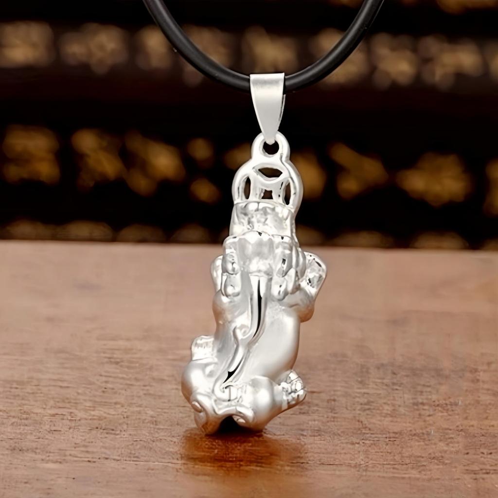 И Хуа Ретро Этнический Стиль Цельное Серебро Пиксю Монета Подвеска Ожерелье