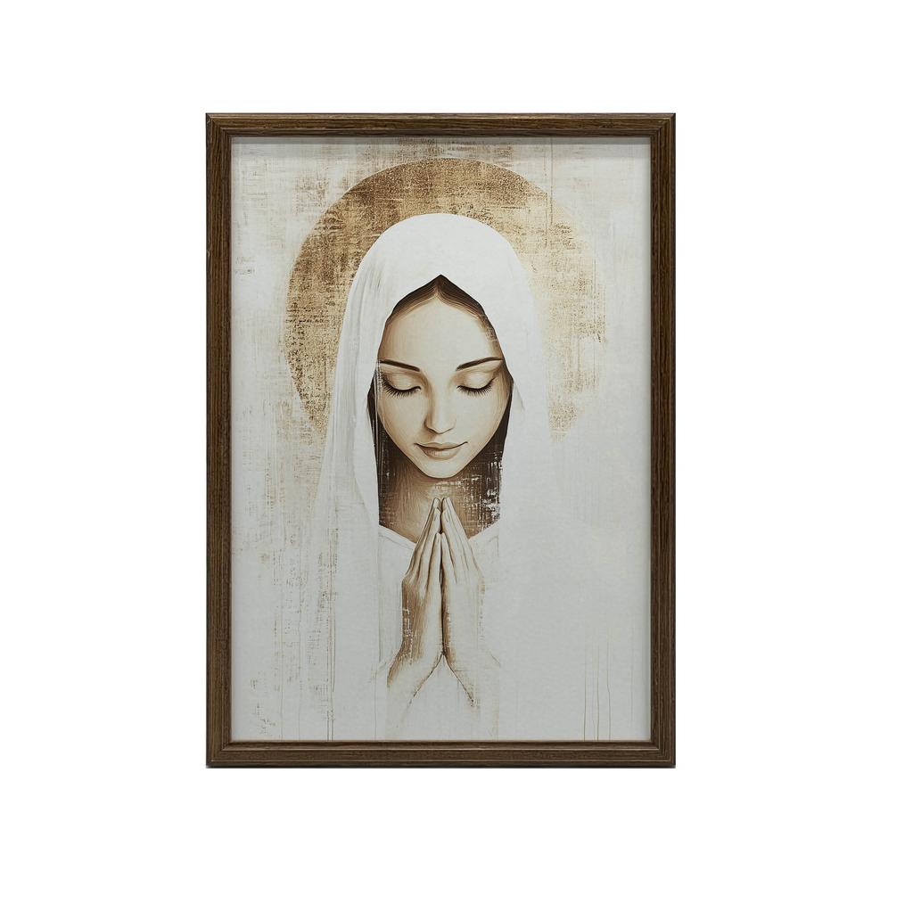 Modlitwa Maryi W Ciszy Modlitwa Maryi W Ciszy, 40X50 Cm, Rama Aluminiowa Złota, Papier Matowy 230 Gsm
