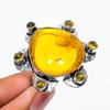 Baltic Amber, Citrine Gemstone 925 Sterling Silver Gift Jewelry Ring Size 9