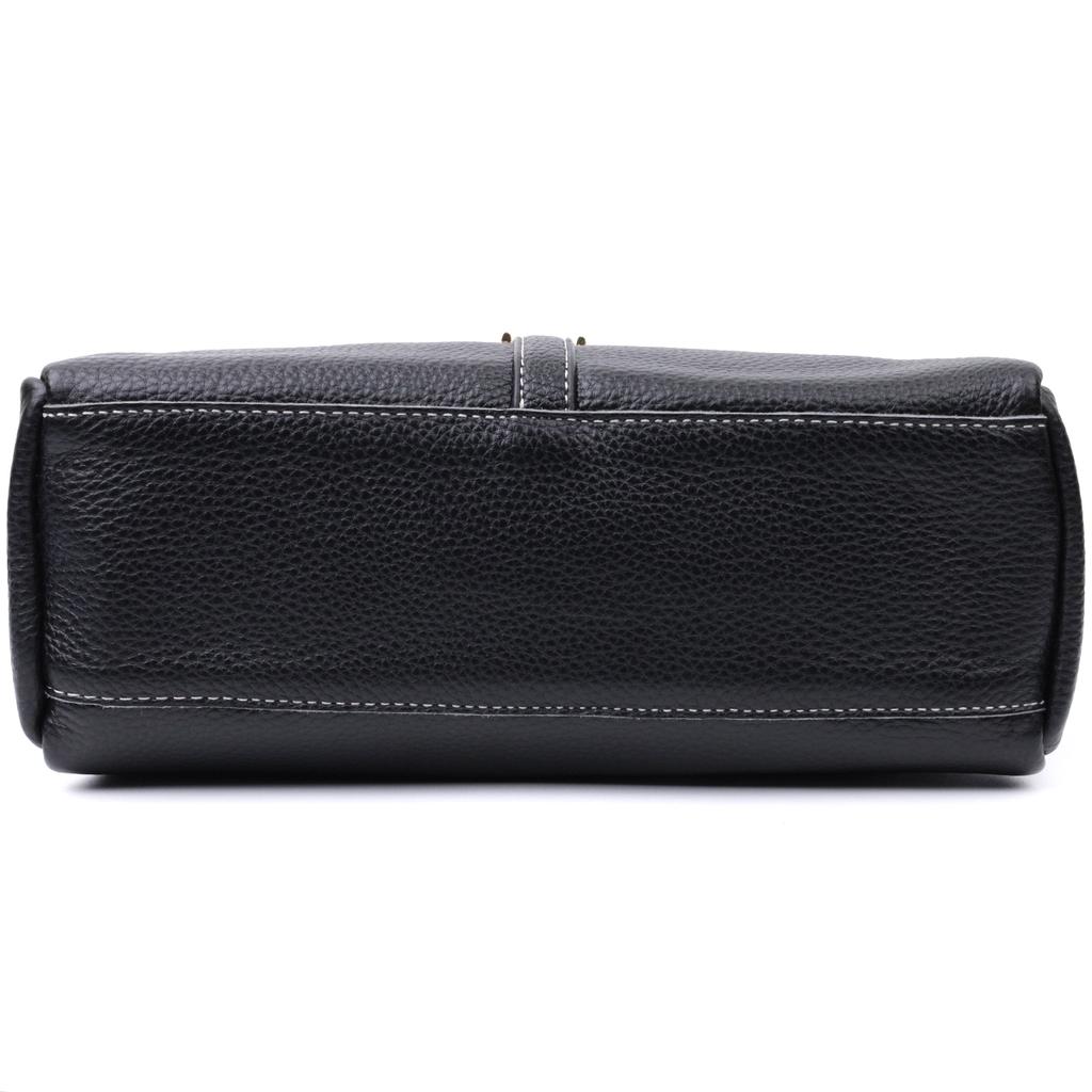 Women's Bag with Metal Decoration In the Middle Made of Genuine Leather Vintage 22607 Black