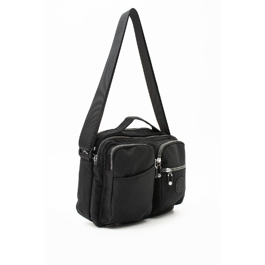 Women's Multi-pocket Waterproof Satin Fabric Adjustable Cross Strap Shoulder Bag