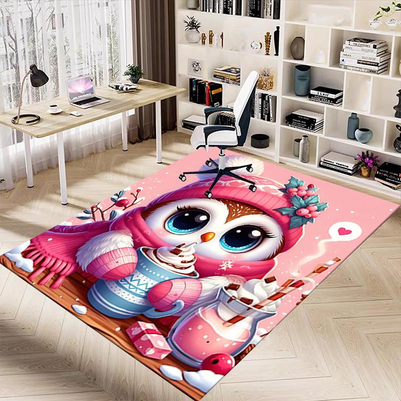 1PC Winter, Owl Extra Large Non Slip Floor carpet, Office, family, Studio Large Area Rug Indoor Rugs, Bold Statement Piece