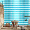 Harlequin Diamonds Wallpaper, Turquoise and White, Celadon Background, 50x1000