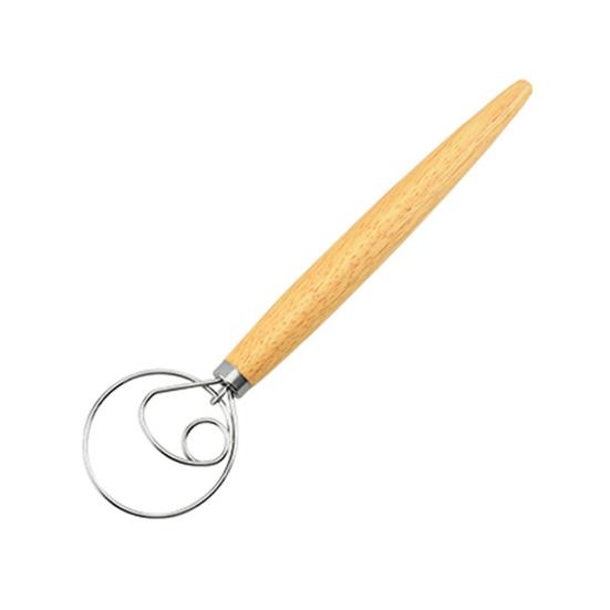 Датский венчик для теста с дубовой ручкой, миксер для муки из нержавеющей стали, стержни для смешивания яиц и крема, мешалка для муки, торта, кухонные инструменты для выпечки