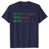 Смешной SQL-юмор select палец from рука where id = 3 Футболка Мужская Мода Повседневная Футболка 100% Хлопок Свободная Оверсайз Футболка
