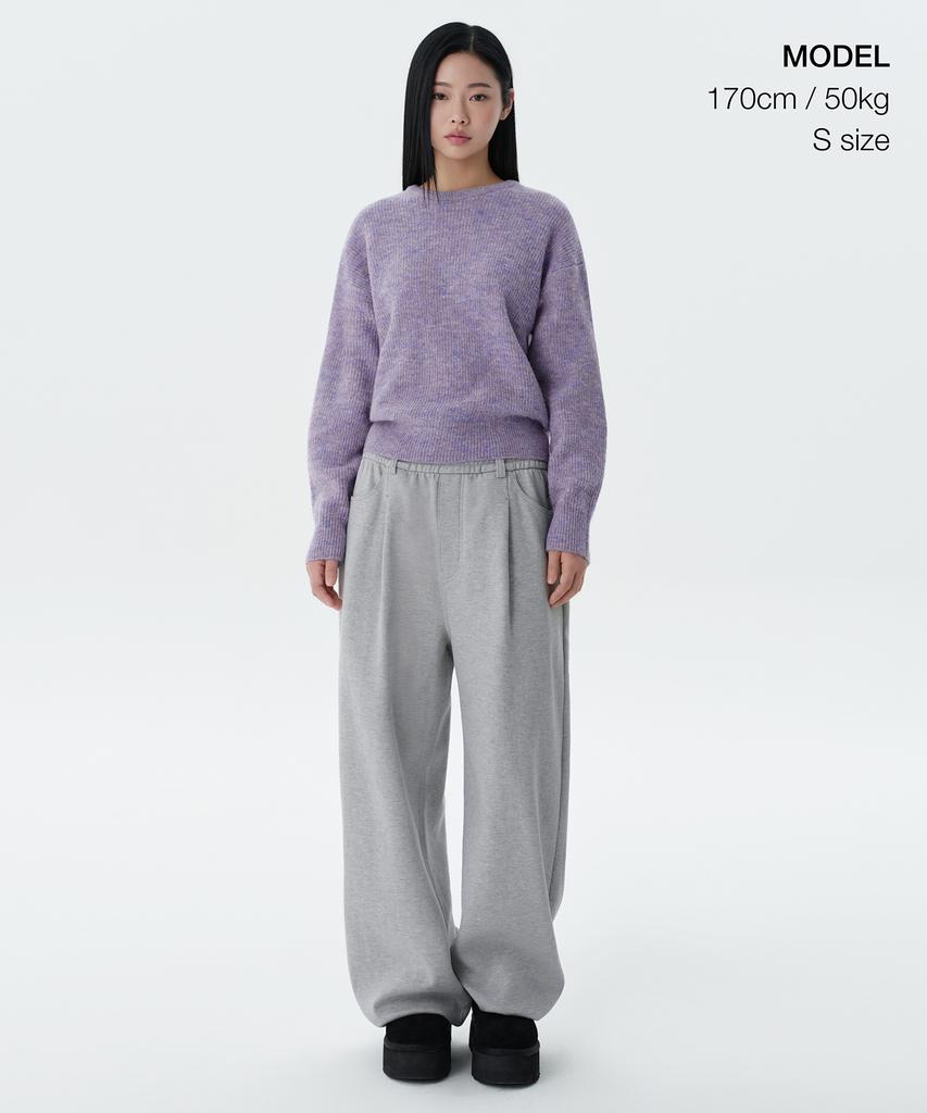 MUSINSA STANDARD WOMAN Women'S Multi Melange Crew Neck Knit [Heather Violet]
