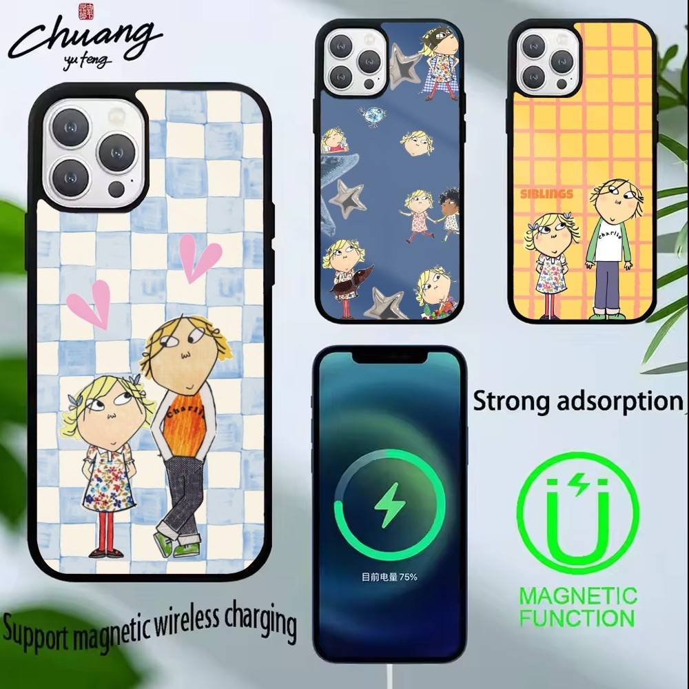 Чехол для телефона с рисунком Чарли и Лола, L-Cutting-Fabric, для iPhone 14,16,15,13,17,12,Plus,Pro,Max, магнитный, для Magsafe, матовый