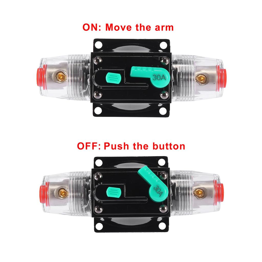 X AUTOHAUX Reset Circuit Breaker Audio Inline Fuse Holder Protector for Truck Boat RV DC /24V/32V 30 Amp