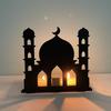 Price Ramadan Temple Shape Metal Black Muslim Candle Holder Eid Mubarak Home Decoration