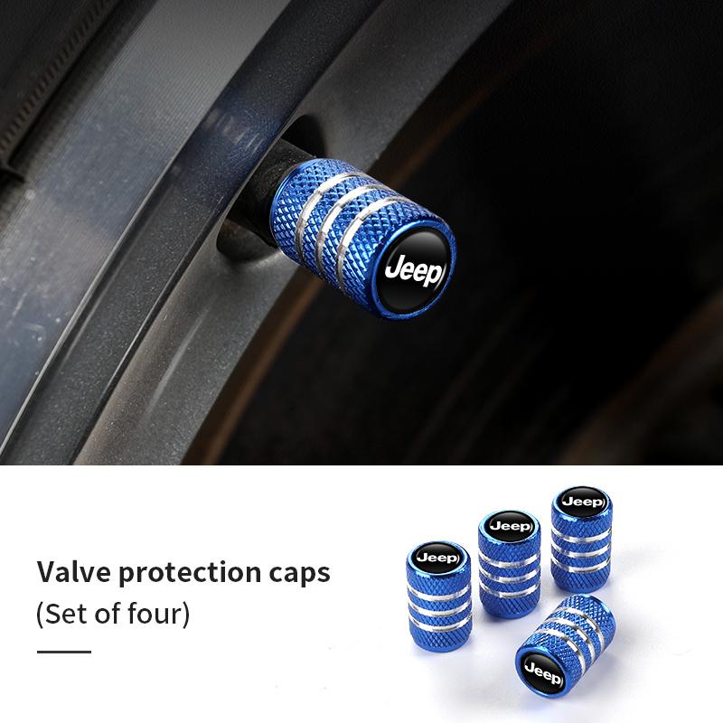 Car Dustproof Caps Tire Wheel Stem Air Valve Caps For Jeep Cherokee Compass Patriot Renegade Wrangler Liberty Trailhawk Rubicon MWGHF1