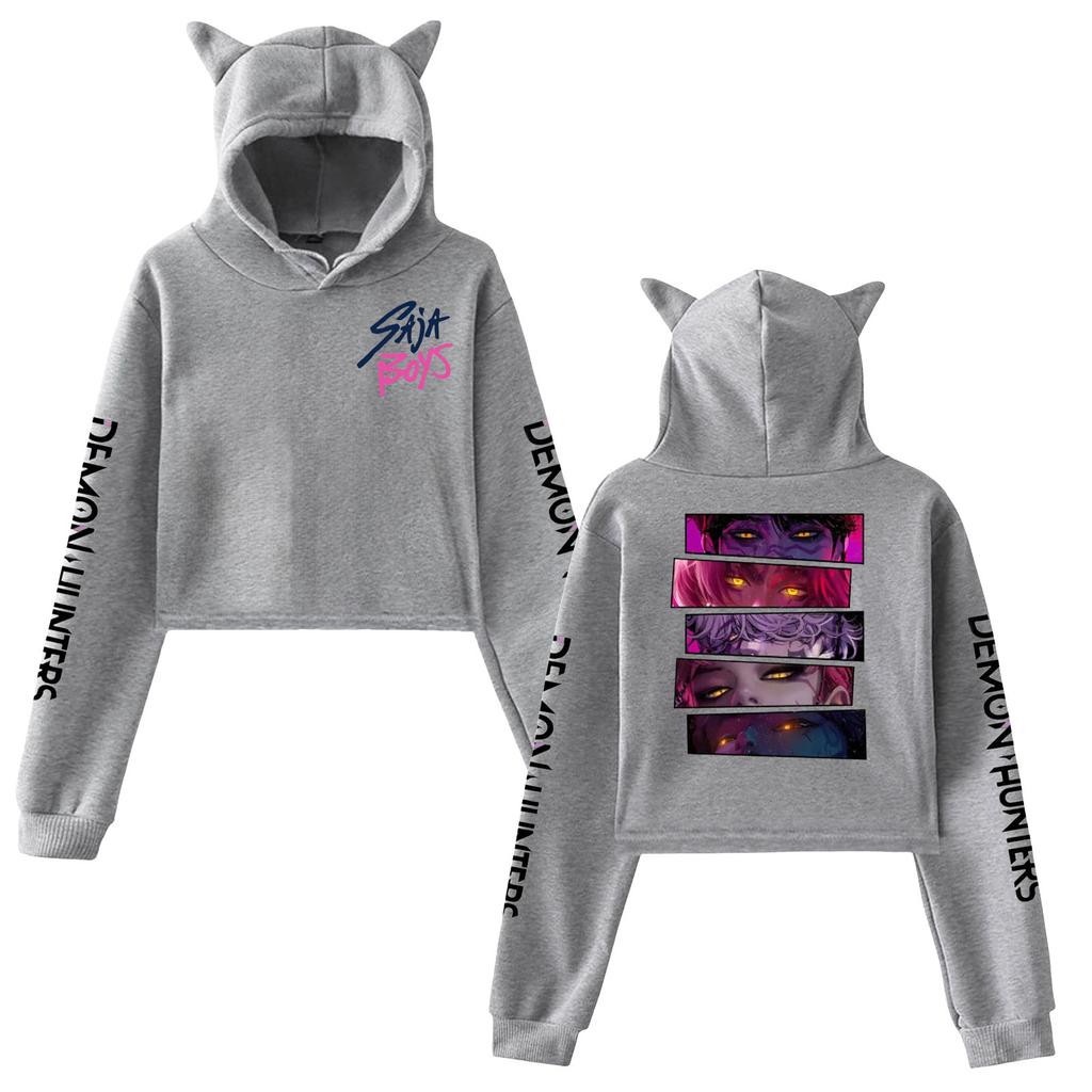 K-Pop Охотники на демонов Huntrix Saja Boys Мерч Толстовка с кошачьими ушками Женский пуловер с аниме-графикой для поклонников K-Pop