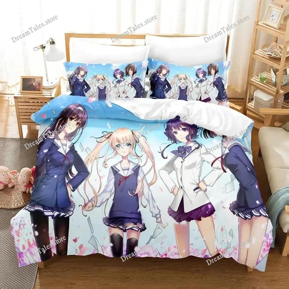 Saekano Как воспитать скучную девушку Комплект постельного белья Мультяшный Аниме Комплект для спальни Взрослых и Детей Пододеяльник Комплекты 3D Печать Кавайи Аниме
