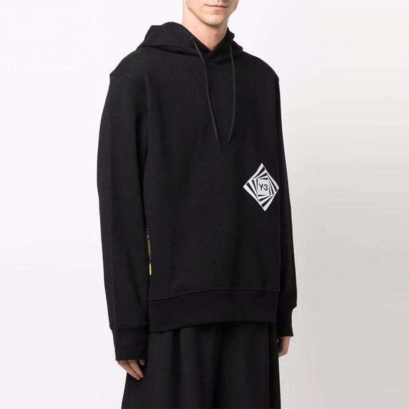Y-3 FW21 Свободная толстовка с капюшоном и принтом логотипа, мужские топы, черные HF7067
