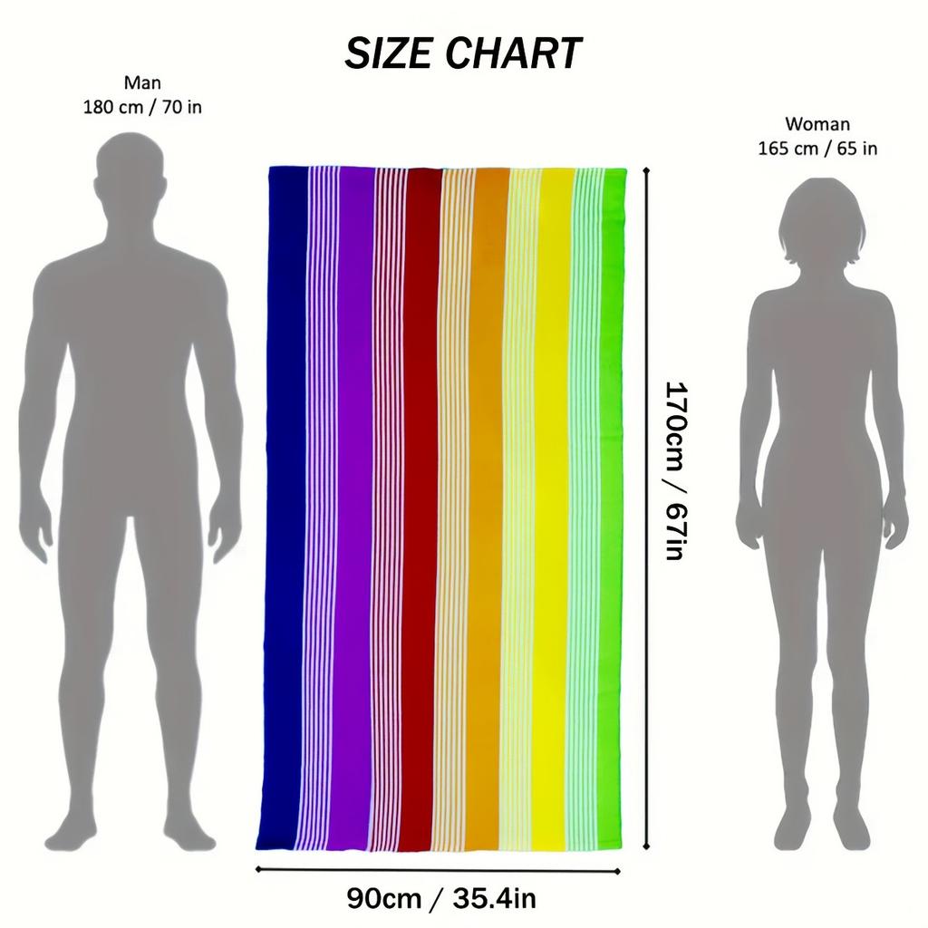 90*170 Cm Oversized Rainbow Stripe Beach Towel - Soft, Absorbent, Versatile Towel with A Strong Wrap for The Beach and Pool - Tropical Style