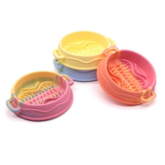 Silicone Pet Slow Feeder Bowl with Dual Handles Suction Cup Anti-Choking Slow Down Eating Food Bowl for Small Medium Large Breed