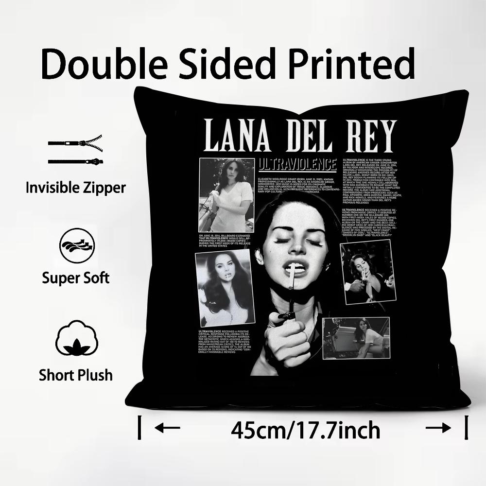 LLana DelL Ray Singer Cushion Cover Plush Fabric Soft DoubleSided Printed Sofa Warm Winter Home Child Gift Pillow Case