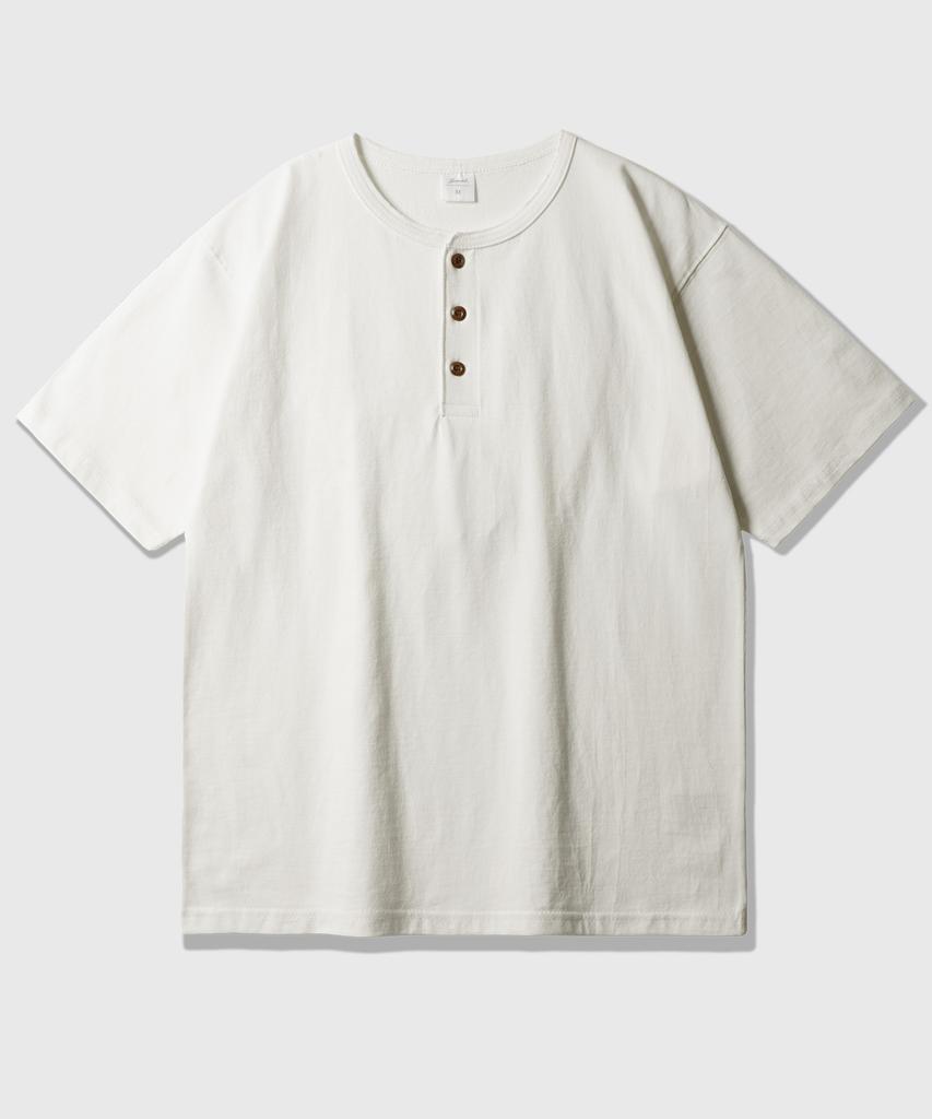 JEMUT Круглая футболка-henley с коротким рукавом, цвет слоновой кости Kjst2707