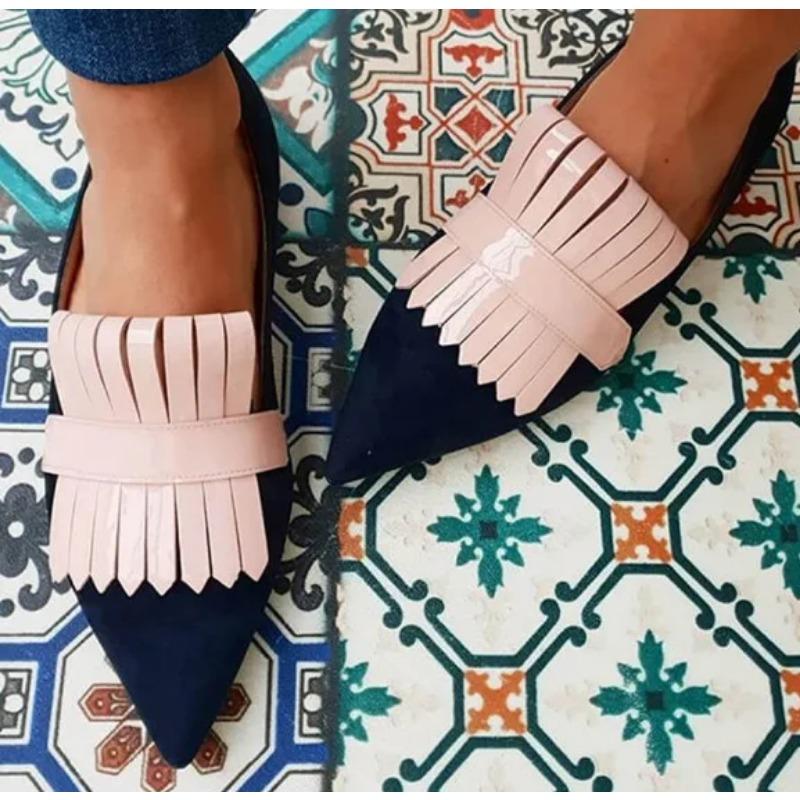 Модная женская повседневная обувь большого размера с острым носком, кроссовки на низком каблуке с кисточками, туфли-лодочки на плоской подошве, новый стиль, сандалии на шнуровке