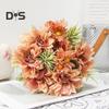 Имитация букета цветов 5 вилок Цветочные листья Искусственный букет Реалистичные шелковые цветы Внутреннее и наружное украшение