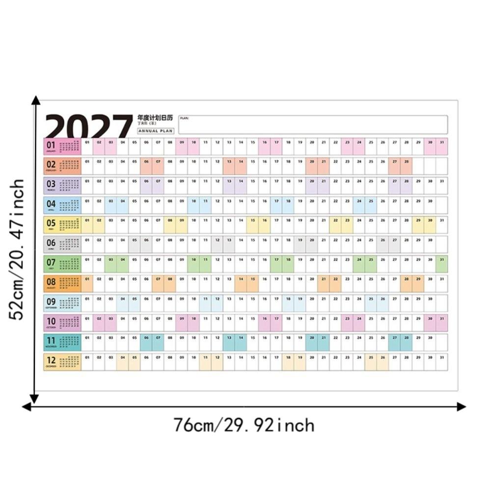 Wall Mounted 2027 Calendar Planner Sheet Large 365 Days Planner Sheet Office Supplies