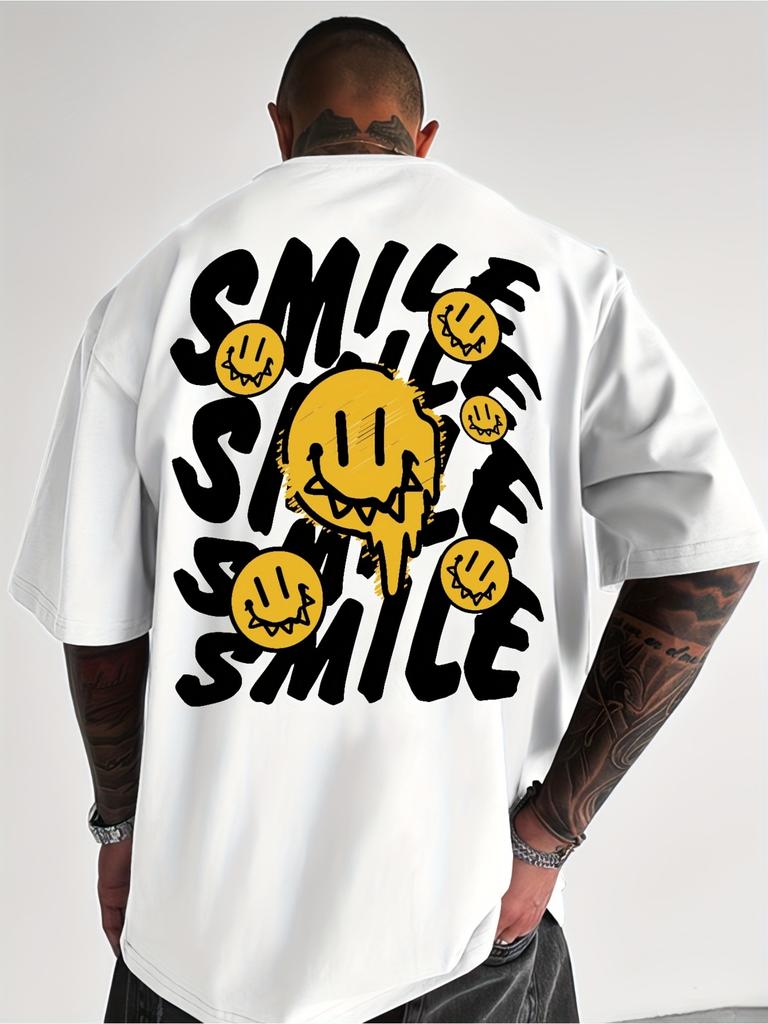 Unisex Unisex Tshirt Streetwear Smile Graphic Tee Short Sleeve Cotton Casual Oversized Urban Style Tops