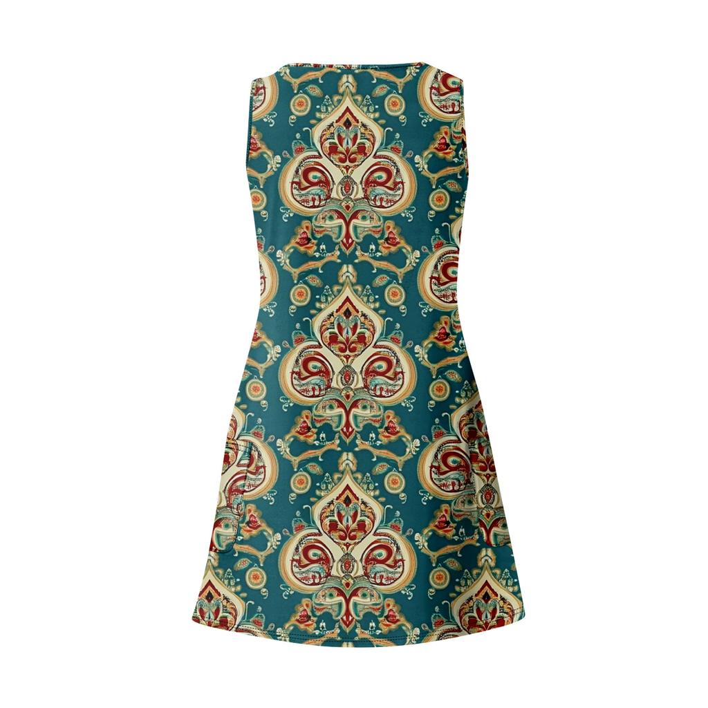 Женское летнее повседневное платье-майка с принтом в стиле бохо и карманом