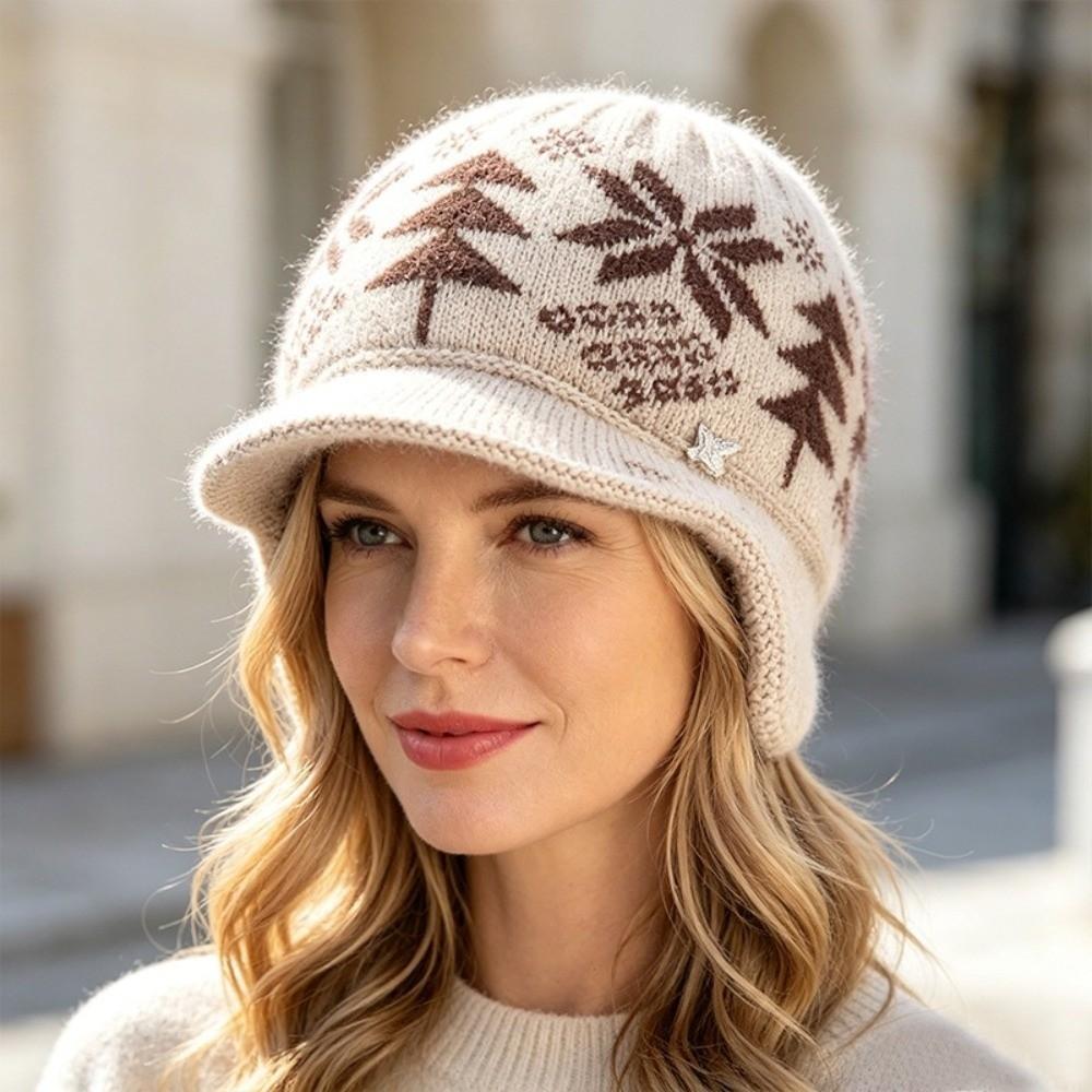 Windproof Knitted Hat Fleece Lined Beanie Hat Comfortable Winter Hat Women
