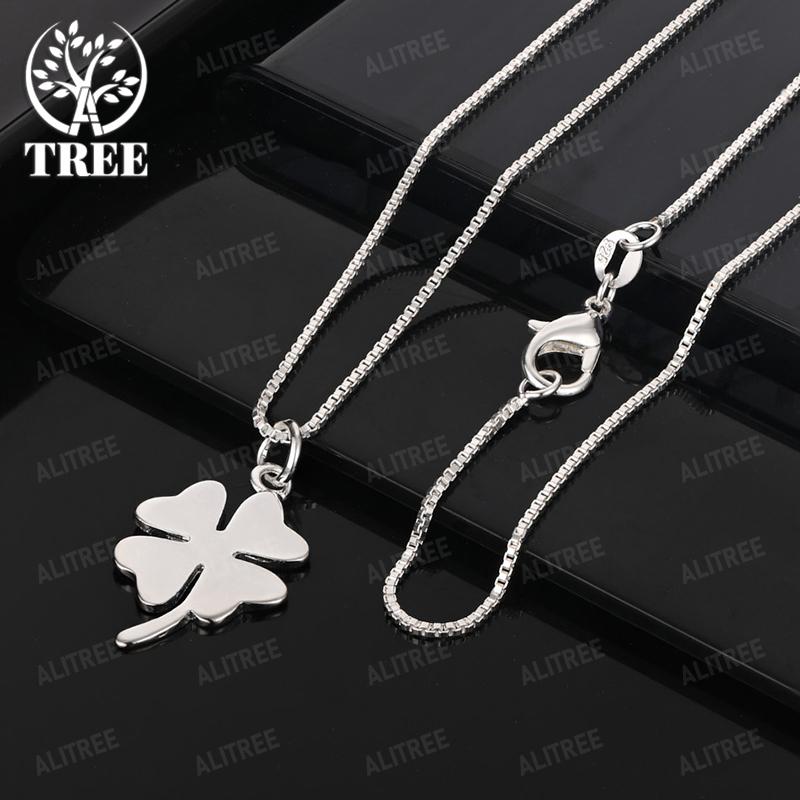 16-30 Inch 925 Sterling Silver Hollow Heart Water Drop Four Leaf Clover Cross Pendant Necklace Women Birthday Party Nice Jewelry