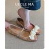 Super Soft Lambskin~ French Single Shoes Women's Flat-bottomed Ballet Evening Shoes Light Mouth Bow Retro Mary Jane Shoes