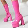 Women Knee-high Stretch Boots Chunky High-Heels Platform Long Boots Woman Shoes